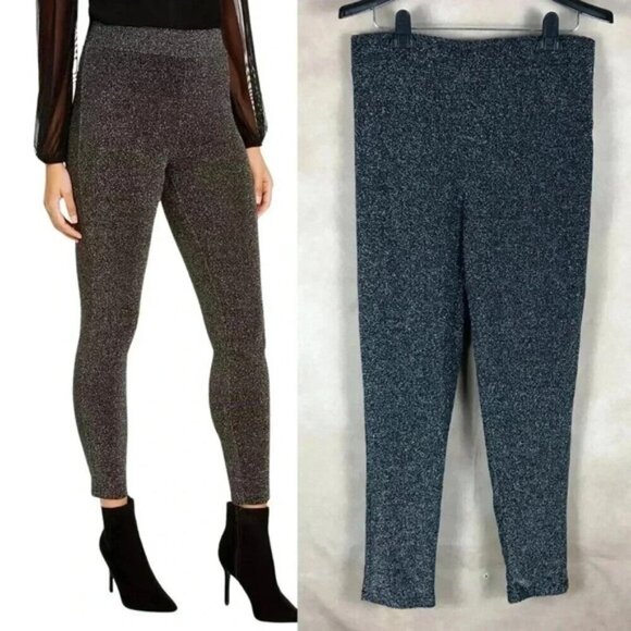 THALIA SODI Silver Metallic Pull On Leggings NWOT Size Large - Picture 1 of 9